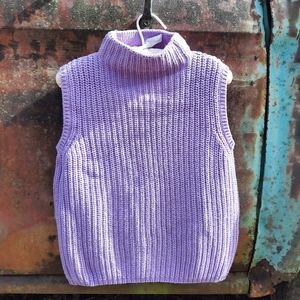 Sleeveless Lavender Cowl Neck Crochet Sweater